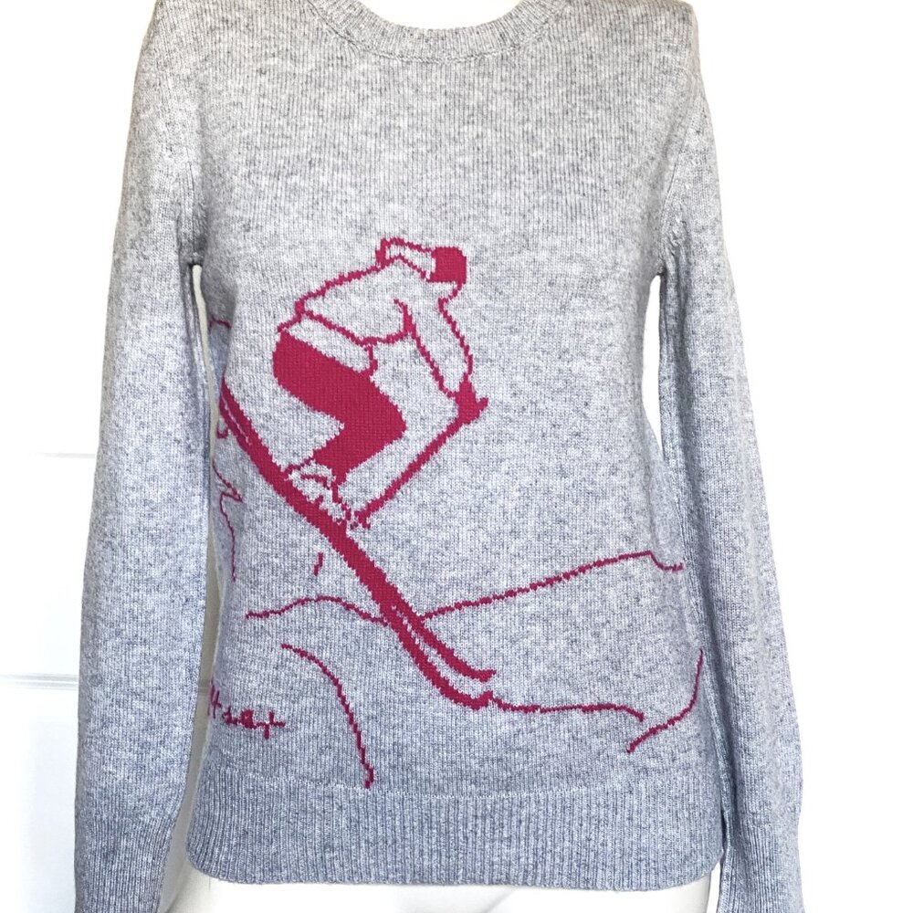 NEW JET SET GRAY 100% SKI CASHMERE CREW NECK SWEATER SIZE: 0 / S